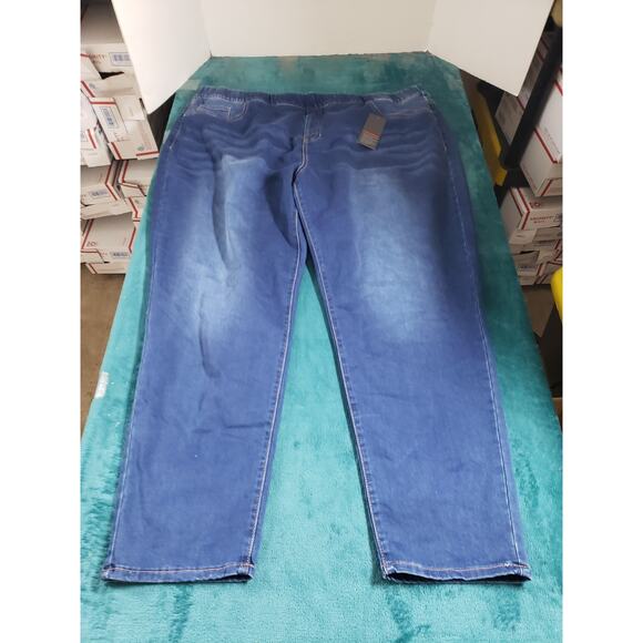 Avenue Jeans Size 30 Women Blue Pants Stretch Pull On High Rise Jegging Plus NWT - Picture 1 of 16